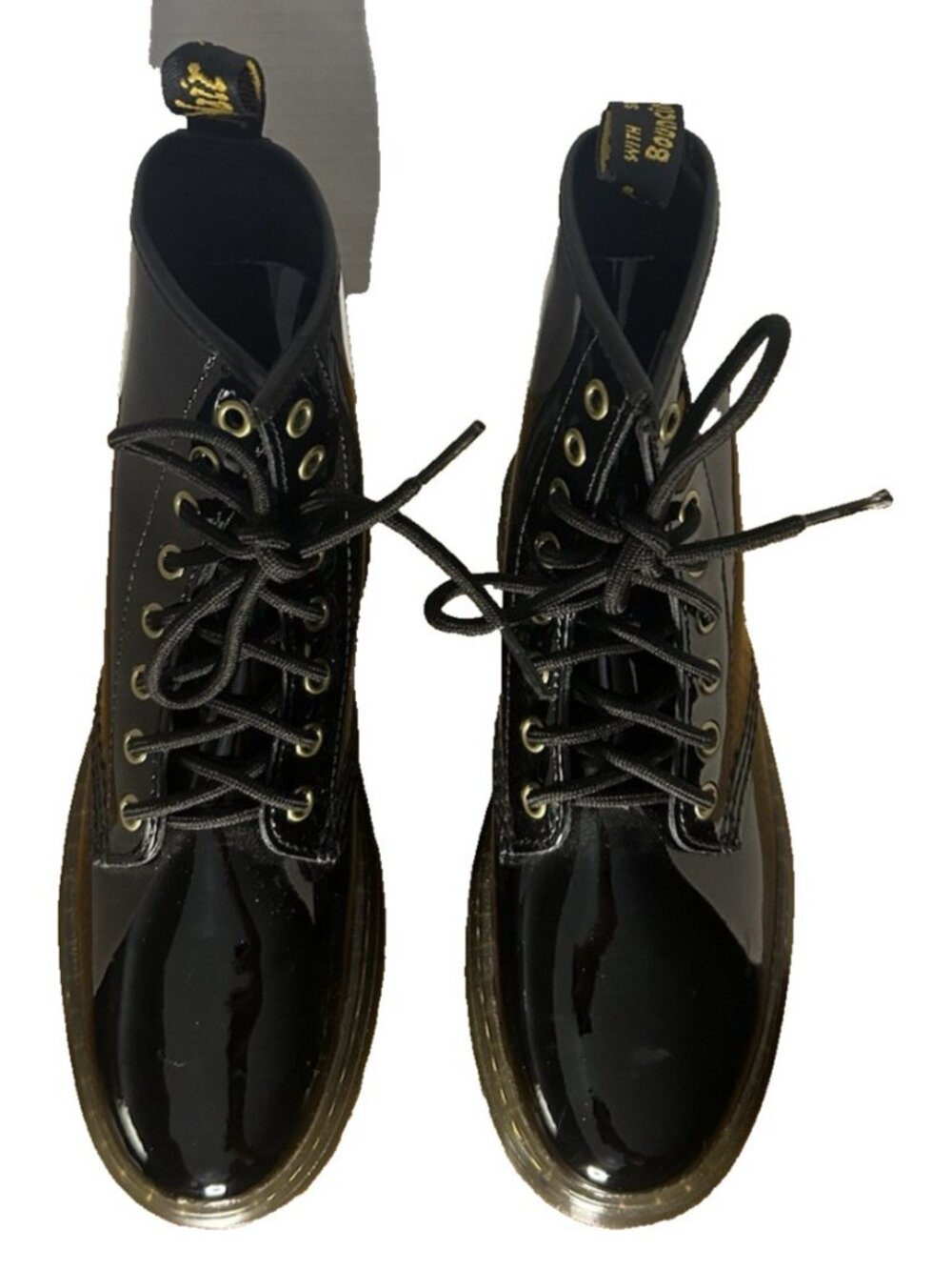Dr Martens Zavala Black Patent Leather Combat Boots Womens Size 7 US UK 5 EU 38 - Picture 3 of 8